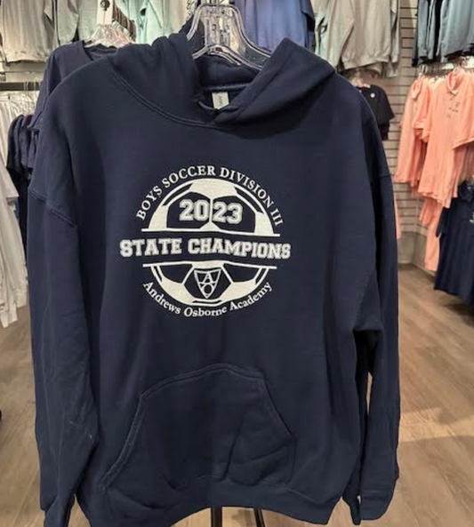 2023 State Champions Boys Soccer Navy Hoodie