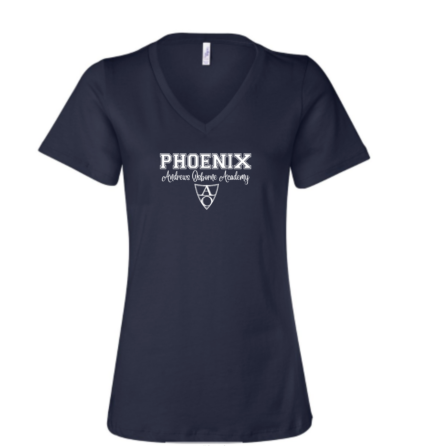 Ladies V Neck Phoenix Tee in Navy